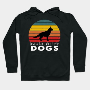 Just A Girl Who Loves Dogs Retro Vintage Hoodie